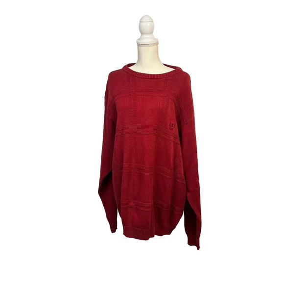 IZOD Men's Red Crew Neck‎ Sweater 2XLT Heavy Knit Pullover Big & Tall - Picture 1 of 5